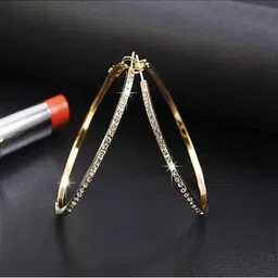 DN Creation Gold Plated Crystals & CZ Studded Circular Hoop Earrings-55