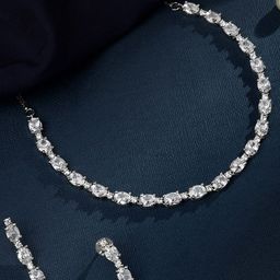 Cierra Silver-Plated AD Stone Studded Jewellery Set-image-93