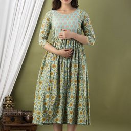 Aaysa Kurti Women Cotton Floral Printed Maternity Ethnic Dresses-image-52