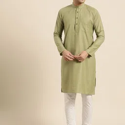 SOJANYA Men Green Solid Straight Kurta-image-22