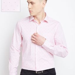 Wills Lifestyle Men Pink Slim Fit Checked Formal Shirt-image-86