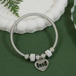 I Jewels Silver-Plated Crystals Studded Charm Bracelet With Heart Drop-image-43