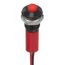 RS PRO Red Panel Mount Indicator 24V DC, Mounting Hole Size 8 mm, Termination Type Lead Wires, IP Rating IP67, Model No 2494333-1