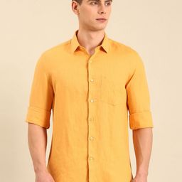 Linen Club Contemporary Slim Fit Spread Collar Pure Linen Casual Shirt-image-22