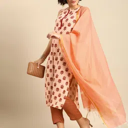 Anouk Women Floral Printed Regular Kurta With Trousers & Dupatta-6