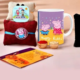 CraftVatika 5-Pcs Rakhi Mugs Greeting Card & Roli Chawal Rakhi Gift Set-image-47