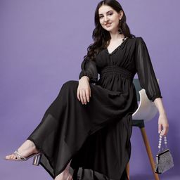 Raiyani Enterprise Applique Georgette Fit & Flare Maxi Dress-image-49
