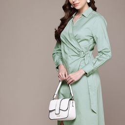 French Connection Pure Cotton Shirt Collar Midi Wrap Dress-picture-17