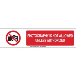BRADY Polystyrene Sign Slider Insert Photography Is Not Allowed Unless Authorized, 35VX97-image-48