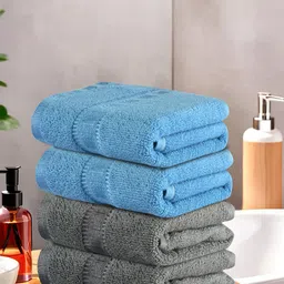 Kuber Industries Grey & Blue 4 Pieces Cotton Highly Absorbent 225 GSM Face Towels-image-87