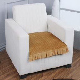 HOKIPO Gold-Toned Self Design Holland Velvet 1 Seater Sofa Cover With Arms-7