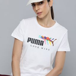 Puma Women LOVE WINS Brand Logo Printed Pure Cotton T-shirt-image-7