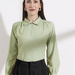FITHUB Women Cuffed Sleeve Shirt Style Top-picture-51