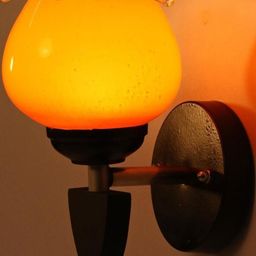 Somil Premium Designer Glass Wall / Night Lamp Elegant & Stylish Dcor Accent for Modern Interiors, Color- Orange, Size:- 20.5 X 21.5 X 19.5 CM-picture-35