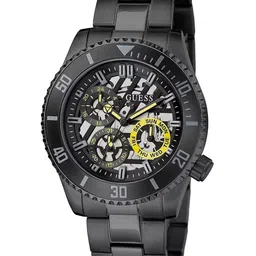GUESS Men Skeleton Dial & Black Stainless Steel Straps Analogue Watch GW0488G3-60