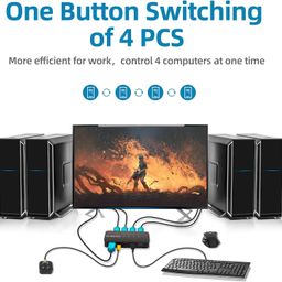 MICROWARE HDMI KVM Switch 4 Port - KVM Switch 4 Computers - USB KVM Switch Share Keyboard Mouse Printer,Flash Drive,HD Monitor, Support 4K@30Hz, 4 HDMI KVM Cables 1 Desktop Controller Included image 5