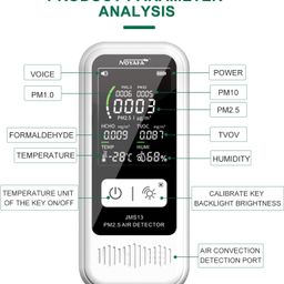 generic JMS13 6 in 1 Multifunctional Air Quality Monitor (PM 2.5, PM 1.0, PM 10, HCHO, CO2, Temperature & Humidity) Lcd Display Smart Home Temperature Tester Thermometer Hygrometer image 3