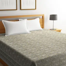 Fabindia Meghna Grey & White Printed Cotton Double Bed Cover-picture-12