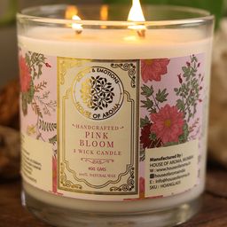 House of Aroma  3 Wicks Pink Bloom Candle - 400 g-28