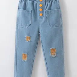 Kookie Kids Denim Full Length Washed Jeans - Blue-picture-40