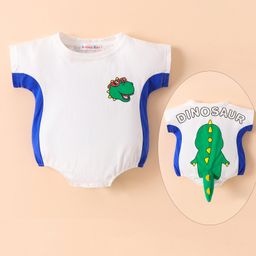 Kookie Kids Half Sleeves Onesie Dino Print - White-image-60