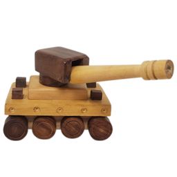 Desi Karigar Beautiful Wooden War Tank Moving Toy Showpiece-image-30