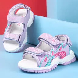 Cute Walk by Babyhug Slip On Sandals with Floral Print & Velcro Closure - Purple-picture-27