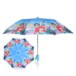 John's Umbrella  Disney Princess Print 2 Fold Straight Umbrella with  Whistle - Multicolor-16