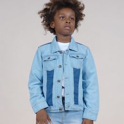 Kiddopanti Full Sleeves Denim Jacket With Contrast Wash Effect - Light Blue-image-72