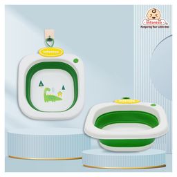 Infantso Multi-Purpose Collapsible Wash Basin | Space-Saving Foldable Baby Wash Basin | Easy Clean, Lightweight & Portable | Ideal for Baby Bottles, Breast Pump Parts, Home, Kitchen & Outdoor Camping Use (Green)-8