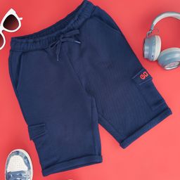 Pantaloons Junior Cotton Solid Shorts - Navy Blue-image-3
