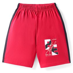 Taeko Single Jersey Knee length Shorts with Brave Text Print - Red-image-4