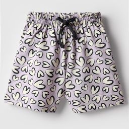 Evimo Single Jersey Knee Length Shorts With Heart Print - Purple-image-16