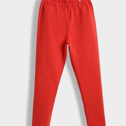 Orange Sugar Cotton Lycra Knit Solid Stretchable Leggings - Red-image-75