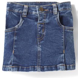 Simply Premium Denim Knee Length Washed Skirt - Navy Blue-image-77