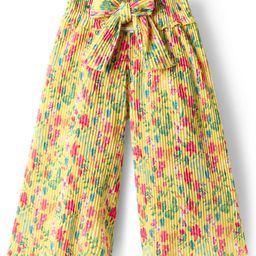 Babyhug Cotton Knit Full Length Culottes With Floral Print - Yellow-picture-26