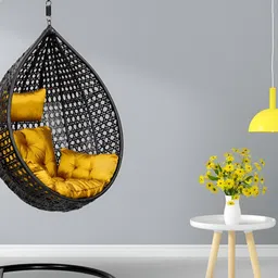 Swingzy Black & Yellow Hammock Swing With Cushion-image-24