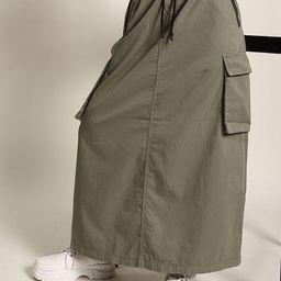 URA STREET Women Pure Cotton A-Line Maxi Skirt-image-90