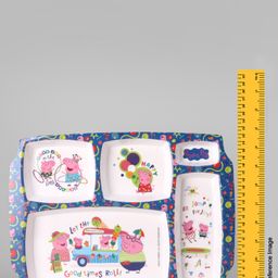 Servewell Rectangular 5 Partition Plate With Peppa Pig Design- White image 3