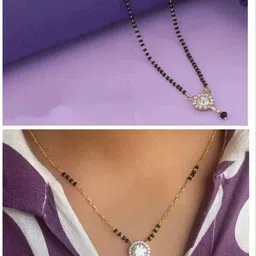 Anouk Gold-Plated Artificial Stones and Beads Mangalsutra image 1