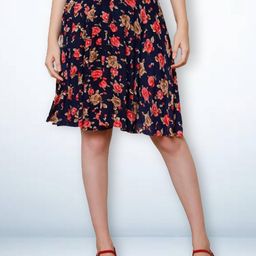 Jinfo Printed Knee Length Flared Skirt With Attached Shorts-image-93