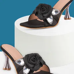 HUNYZA FOOTWEAR Women Embellished Party Slim Heeled Mules-picture-15