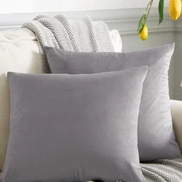 CASABLEU Silver-Toned Set of 2 Velvet Square Cushion Covers-10