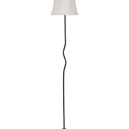 Devansh Off-White & Black Frustum Floor Lamp With Shade image 4