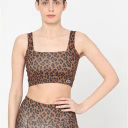Silvertraq Women Brown & Black Animal Print Workout Bra-picture-37