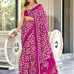 PEENGAX Pure Cotton Block Print Saree-image-5