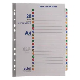 Solo Separatorz With Index A4 Multicolor Rectangular Paper, SP520-45