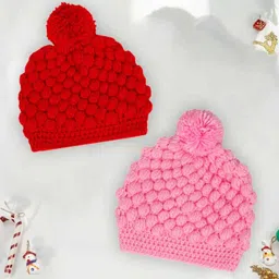 LITTLE GINNIE Kids Pack Of 2 Woollen Beanie-10