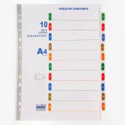 Solo Separatorz With Index A4 Multicolor Rectangular Paper, SP510-40