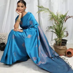 Sita Turquoise Blue Silk Blend Woven Design Sarees-picture-41